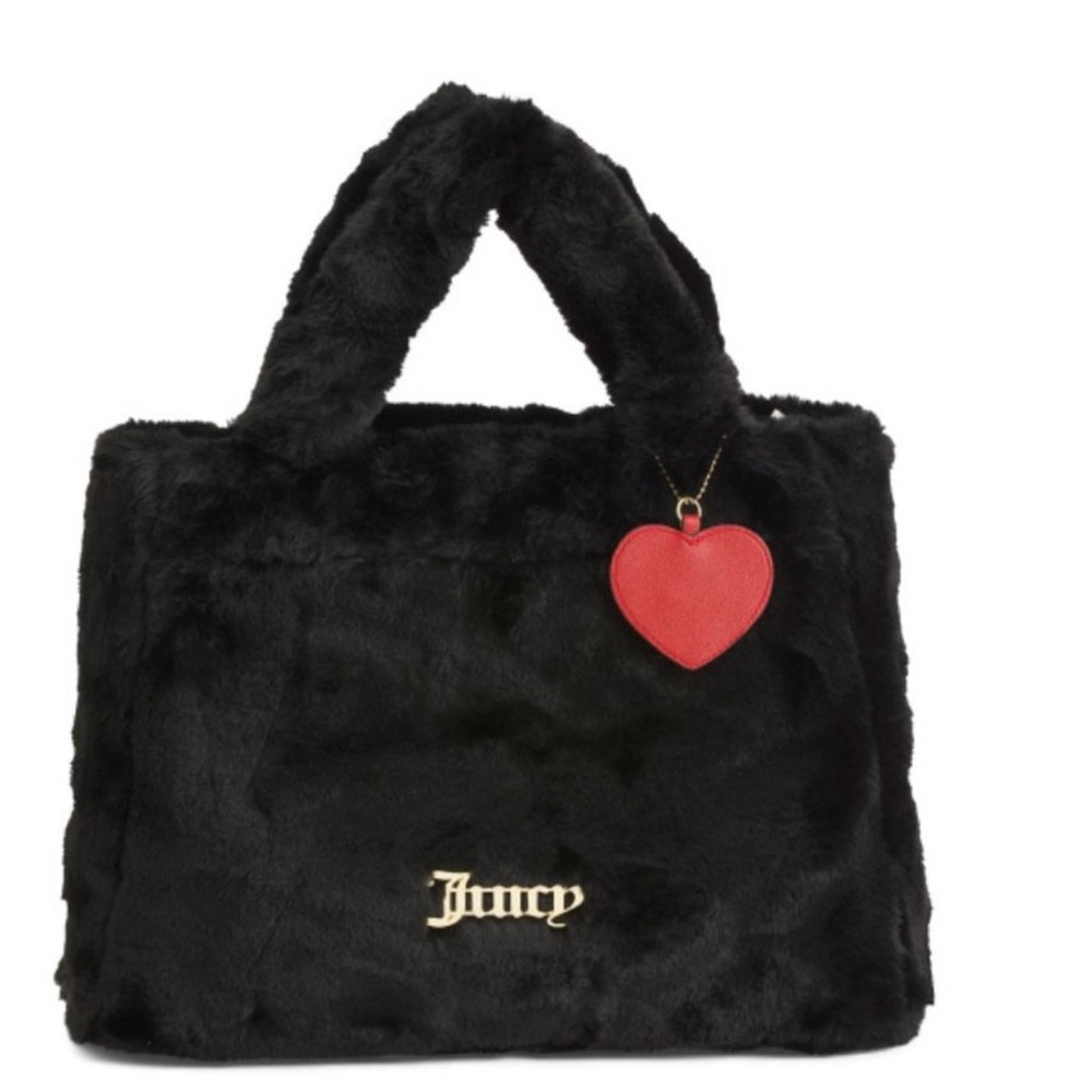 Juicy Couture faux fur black tote bag